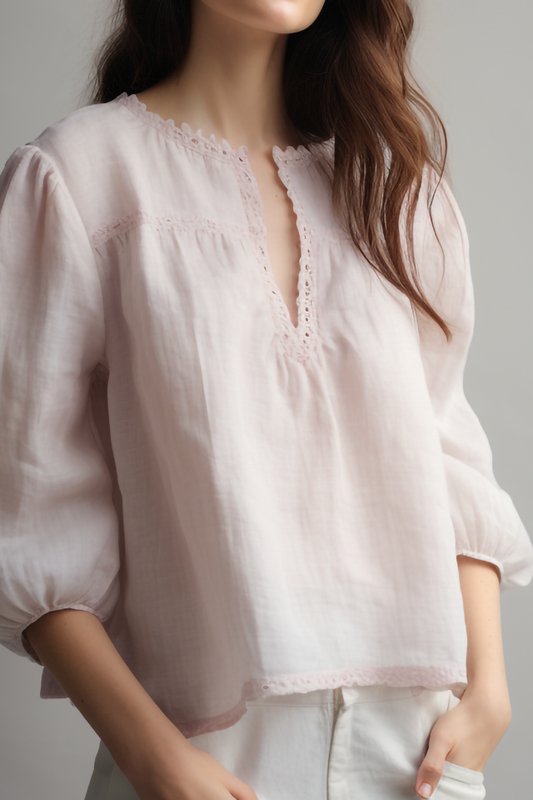 Lilac Split Collar Linen Blouse