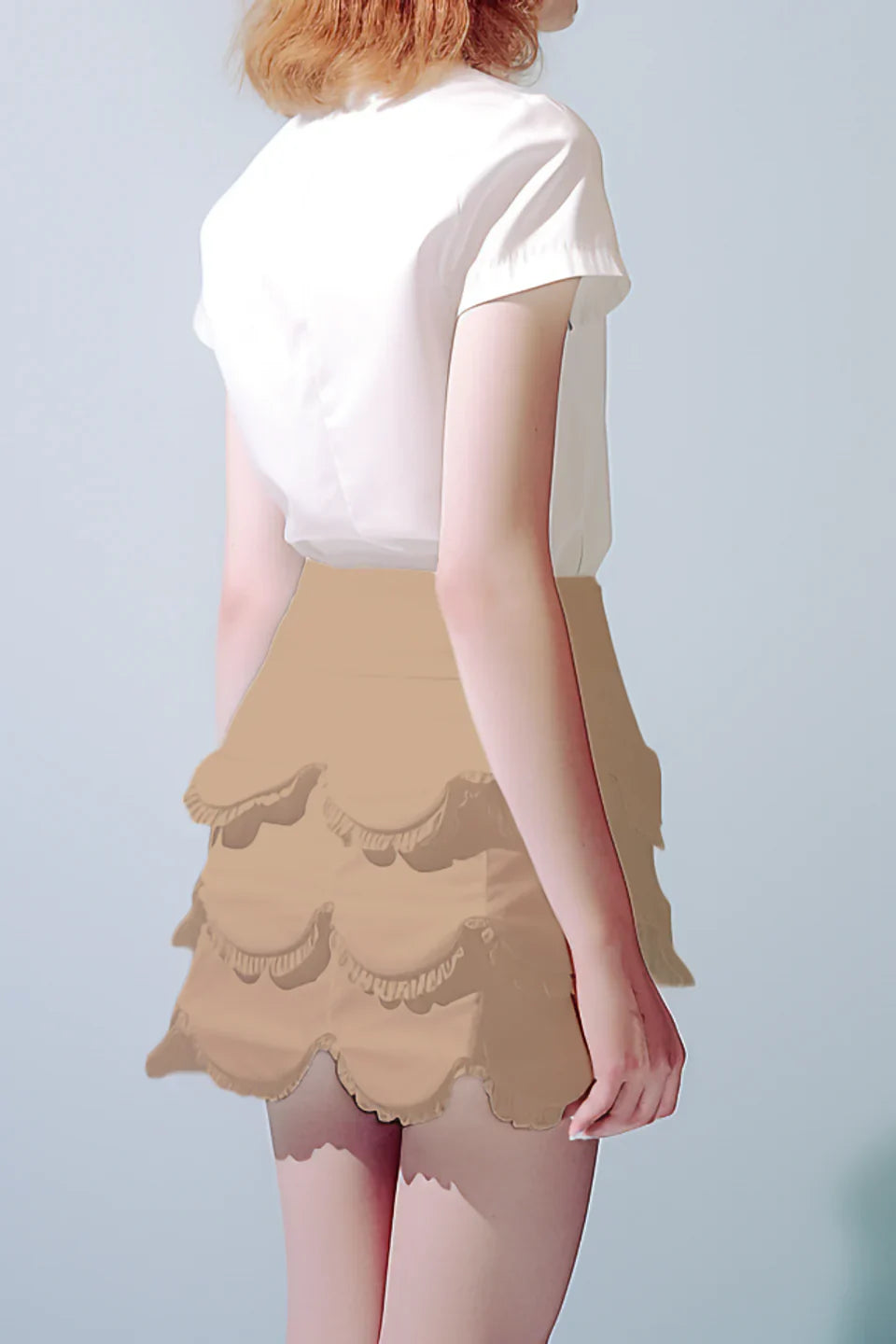 Jewel Scalloped Cotton Mini Skirt Alphonso