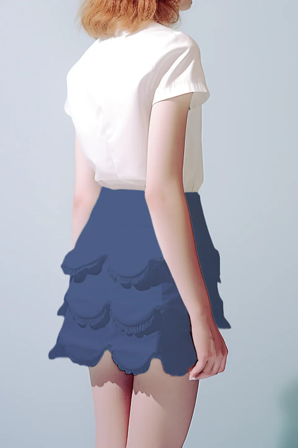 Jewel Scalloped Cotton Mini Skirt Alphonso