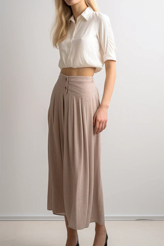 Ren 3-Button Tweed Midi Skirt